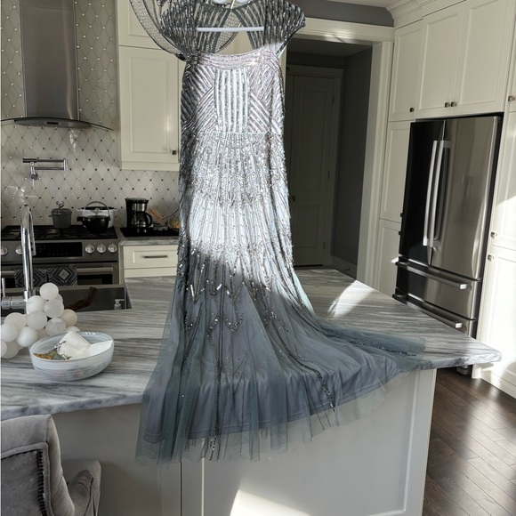 Adrianna Papell  glittering art deco mother of the bride evening dinner gown sz8 - Picture 15 of 16